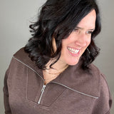 Umber Mel Luxe Half Zip Pullover Top - Sweatshirt RD International