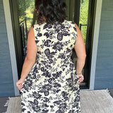 Paisley Print V-Neck Smocked Waist Zip Front Dress Dresses DOE & RAE