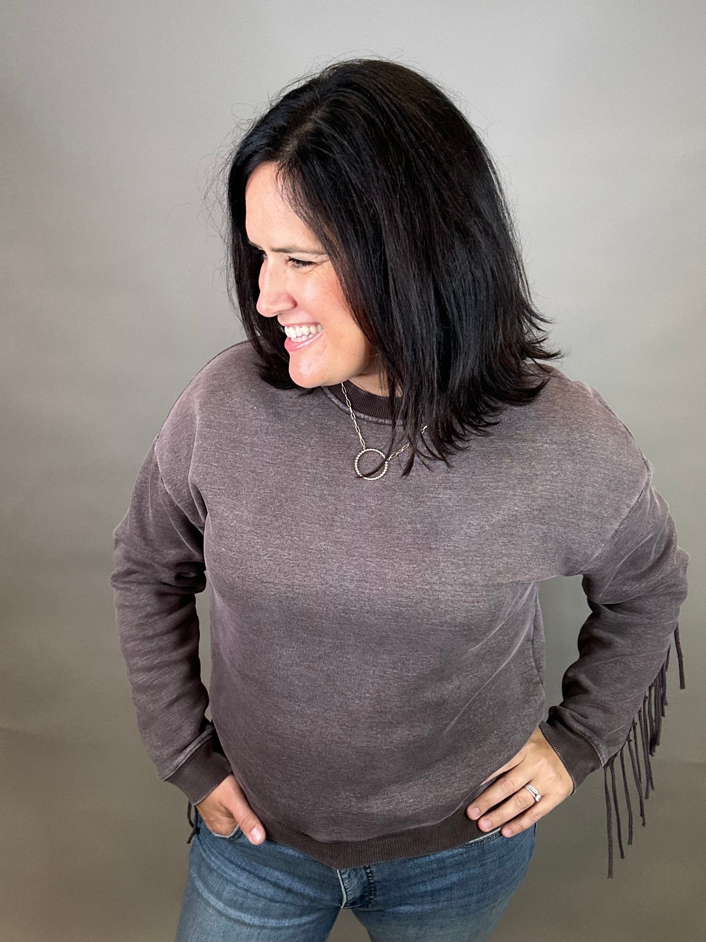 Coffee Bean Marion Fringe Top Top- Sweatshirt THREAD & SUPPLY