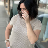 Natural Sun-Soaked Open-Knit Fishnet Sweater Top - Sweater IN FEBRUARY