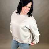 Stone Side Button Sweatshirt Top- Sweatshirts WISHLIST