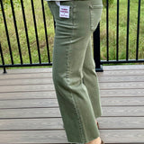 Burnt Olive Tummy Control Mid Rise Straight Jeans Bottom- Pants RISEN
