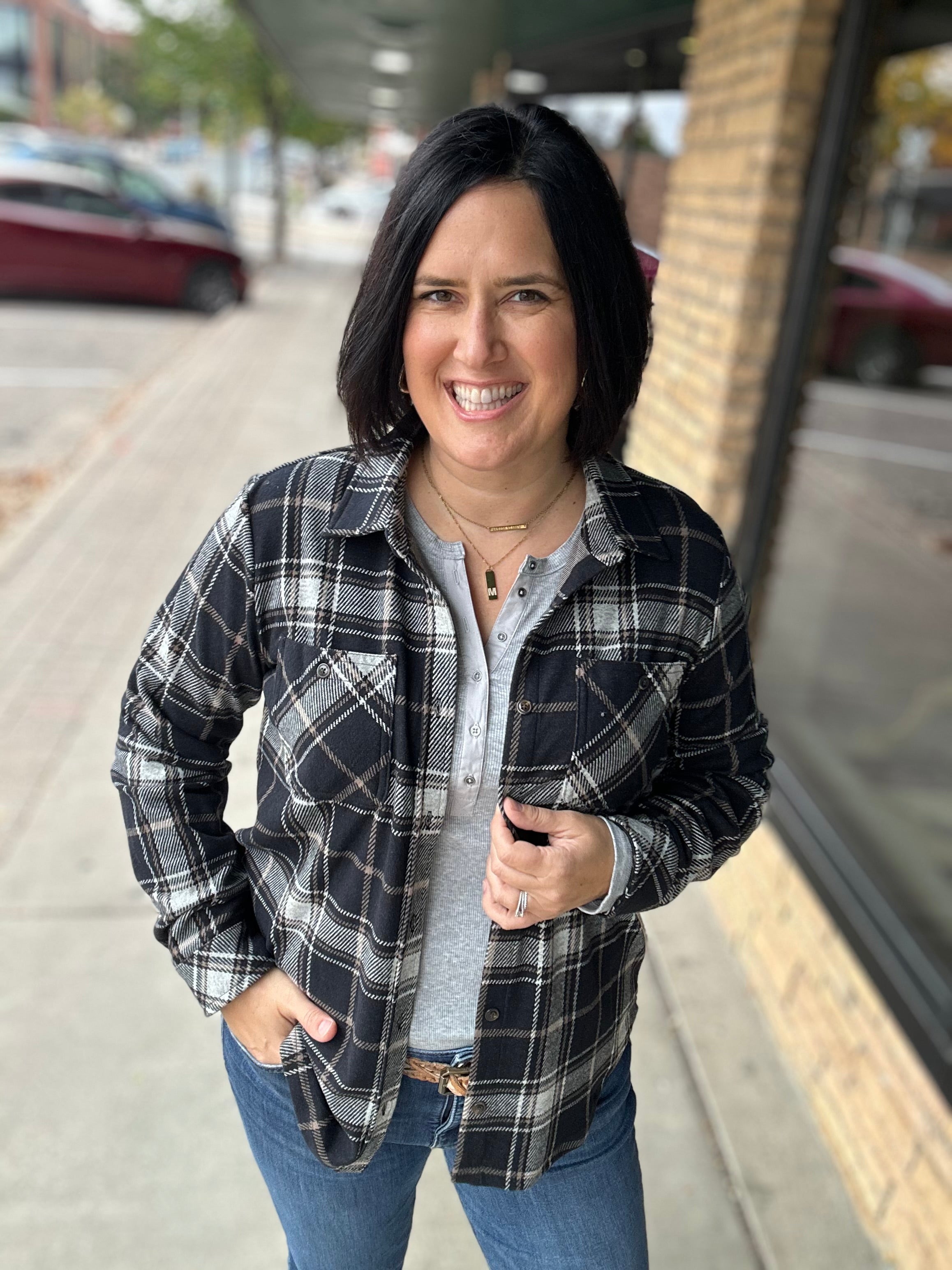 Black, White & Tan Markus Plaid Tops - Button Ups PANACHE