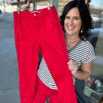 Scarlet Red High-Rise Crop Jogger Pants Bottoms- Joggers RISEN