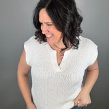 Off White Slub Sweater Relaxed Fit with Dolman Sleeves