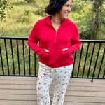 Red Quarter Zip Hoodie Top Top - Sweatshirt RAE MODE