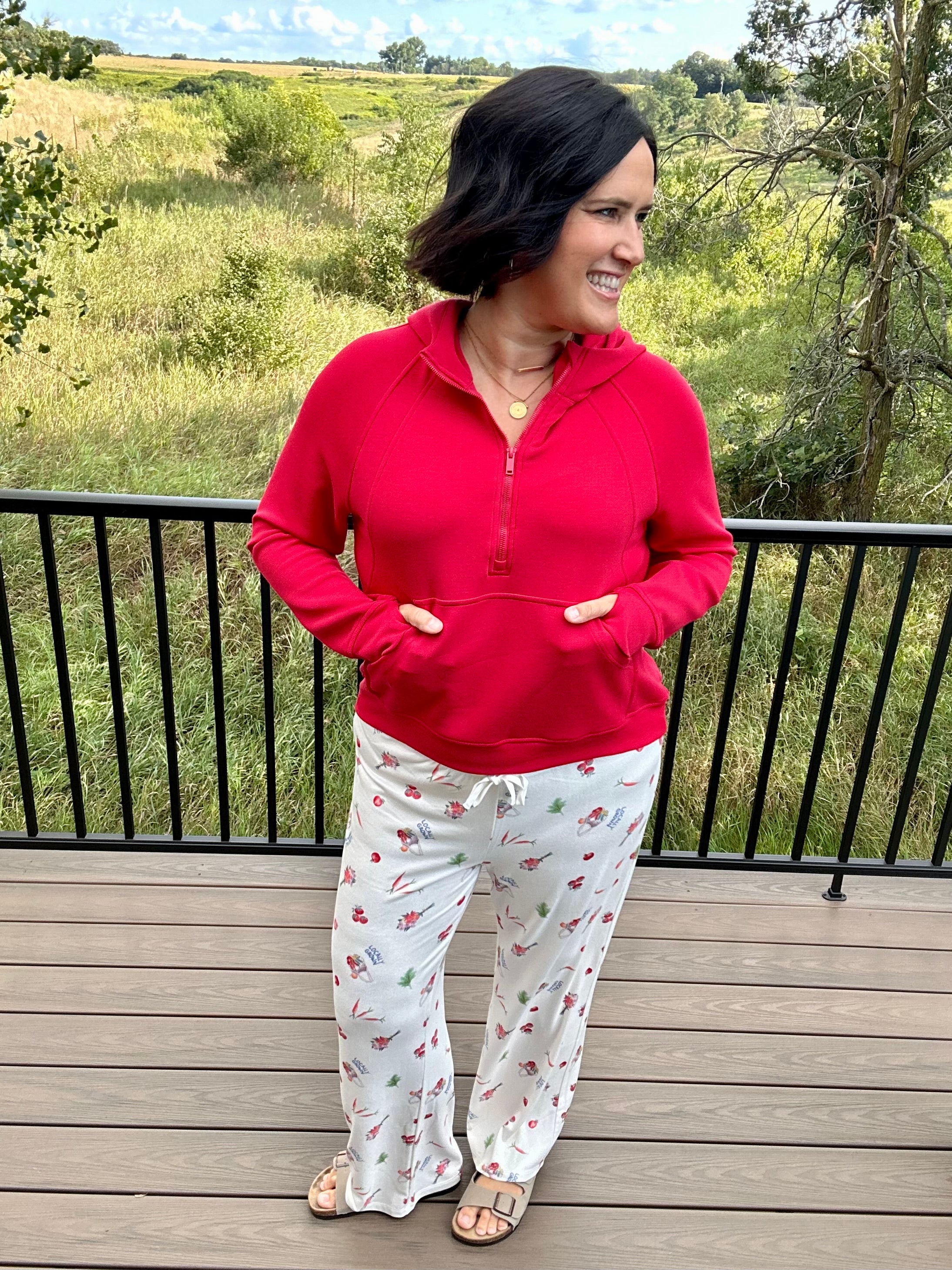 Red Quarter Zip Hoodie Top Top - Sweatshirt RAE MODE