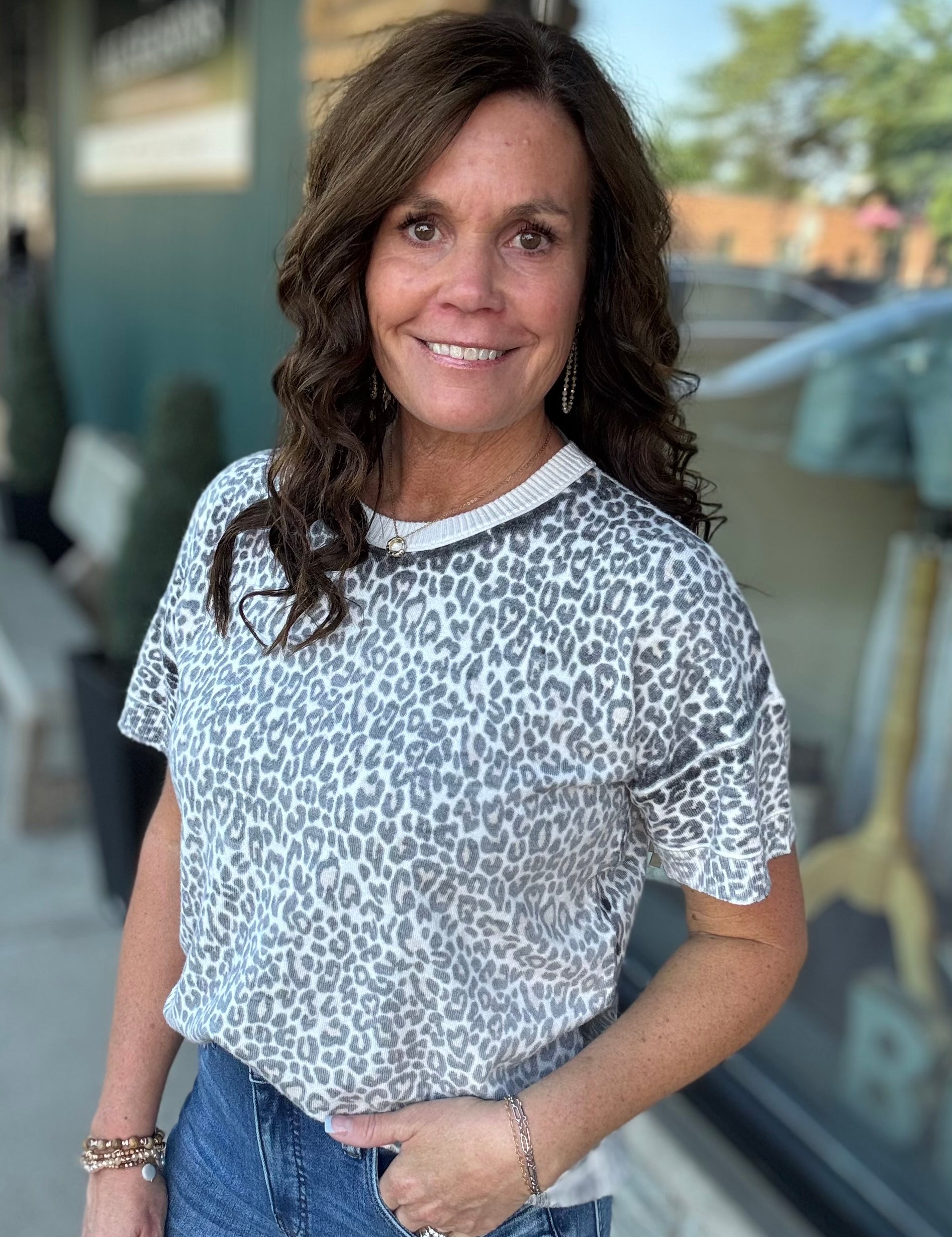 Leopard Short Sleeve Sweater Top - Sweater FATE by LFD