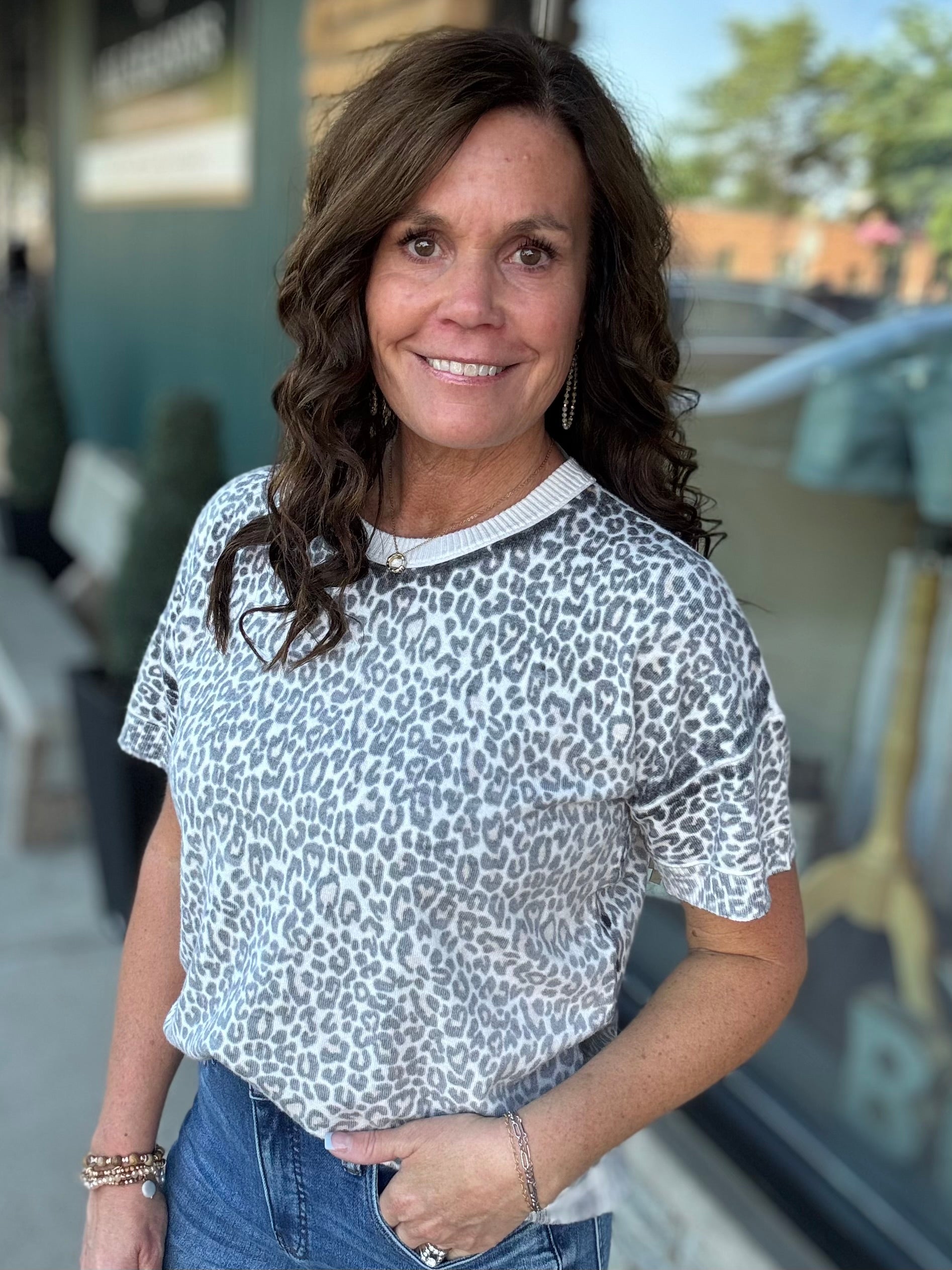 Leopard Short Sleeve Sweater Top - Sweater FATE by LFD