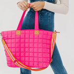 Day Dreamer Quilted Tote Bag Bags- Purses PRETTY SIMPLE WHOLESALE Pink