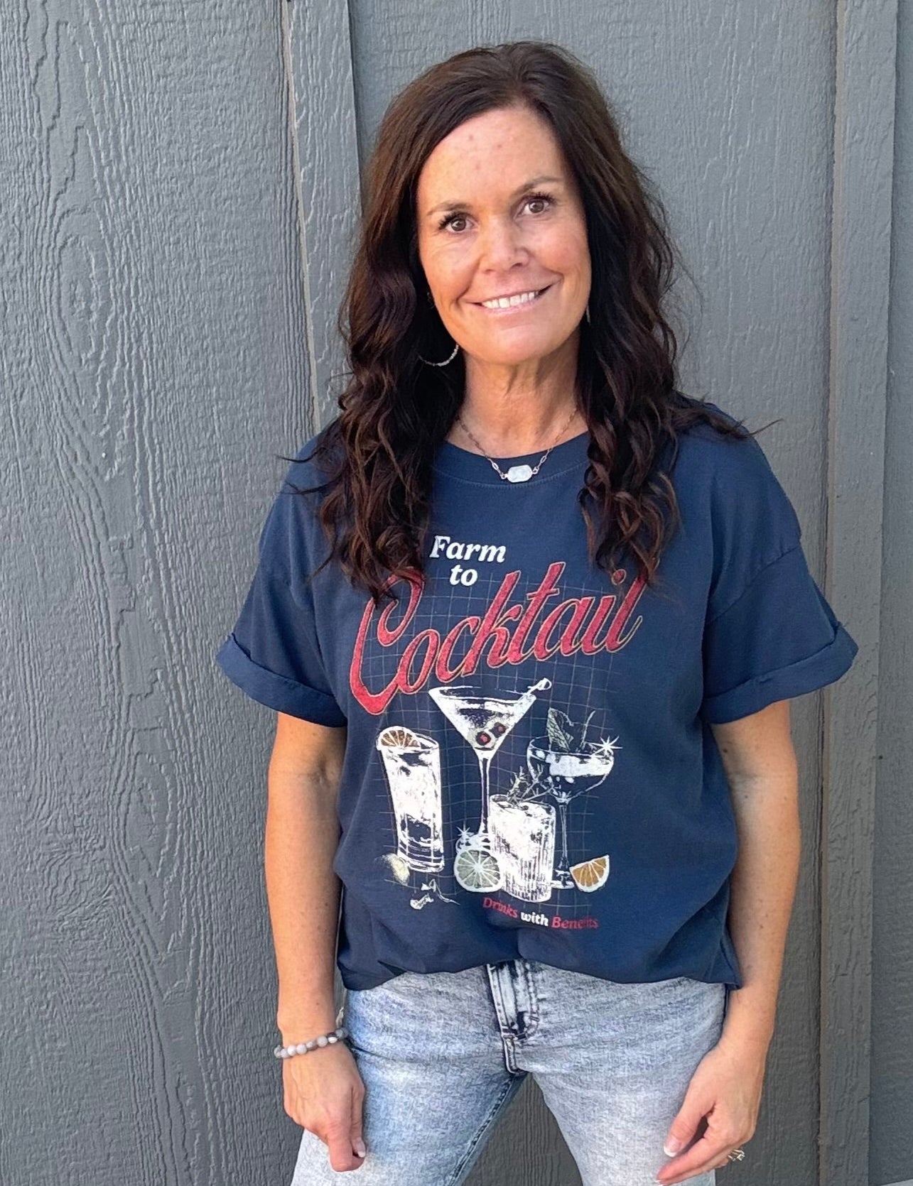 Navy Farm to Cocktail Tee Top - Tee GIRL DANGEROUS