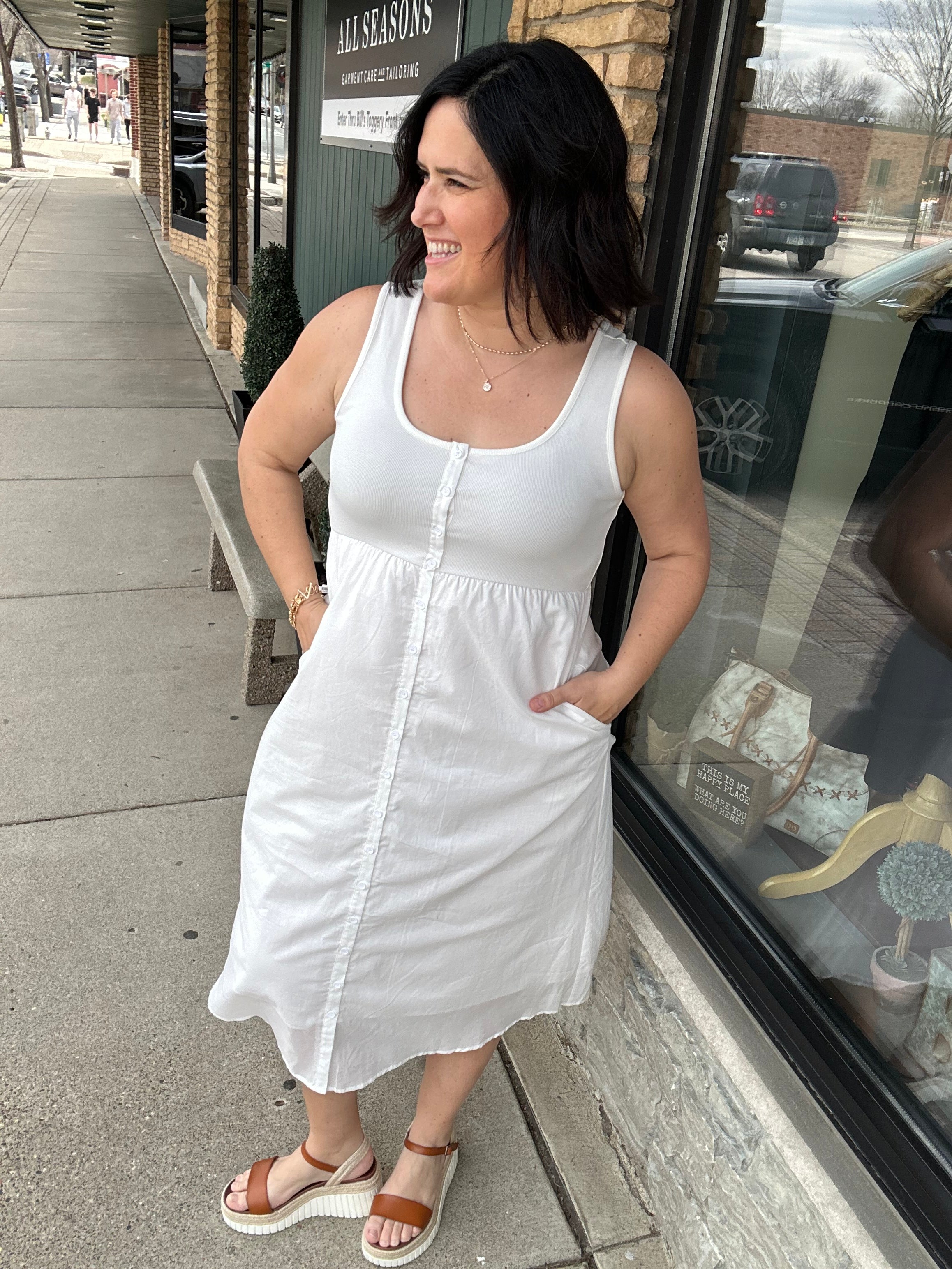 Tank Button Up Midi Dress Dresses WISHLIST