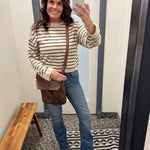 Oatmeal/Charcoal Soft Knitted Top Top - Sweater MIOU MUSE