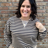 Brown/Navy Striped Pullover Top- Sweatshirt MIOU MUSE