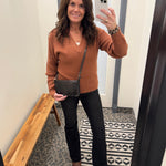 Rustic Brown Cornelia Sweater Top - Sweater THREAD & SUPPLY