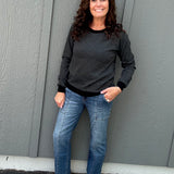Charcoal Pinstripe Raglan Top Top - Sweater STACCATO