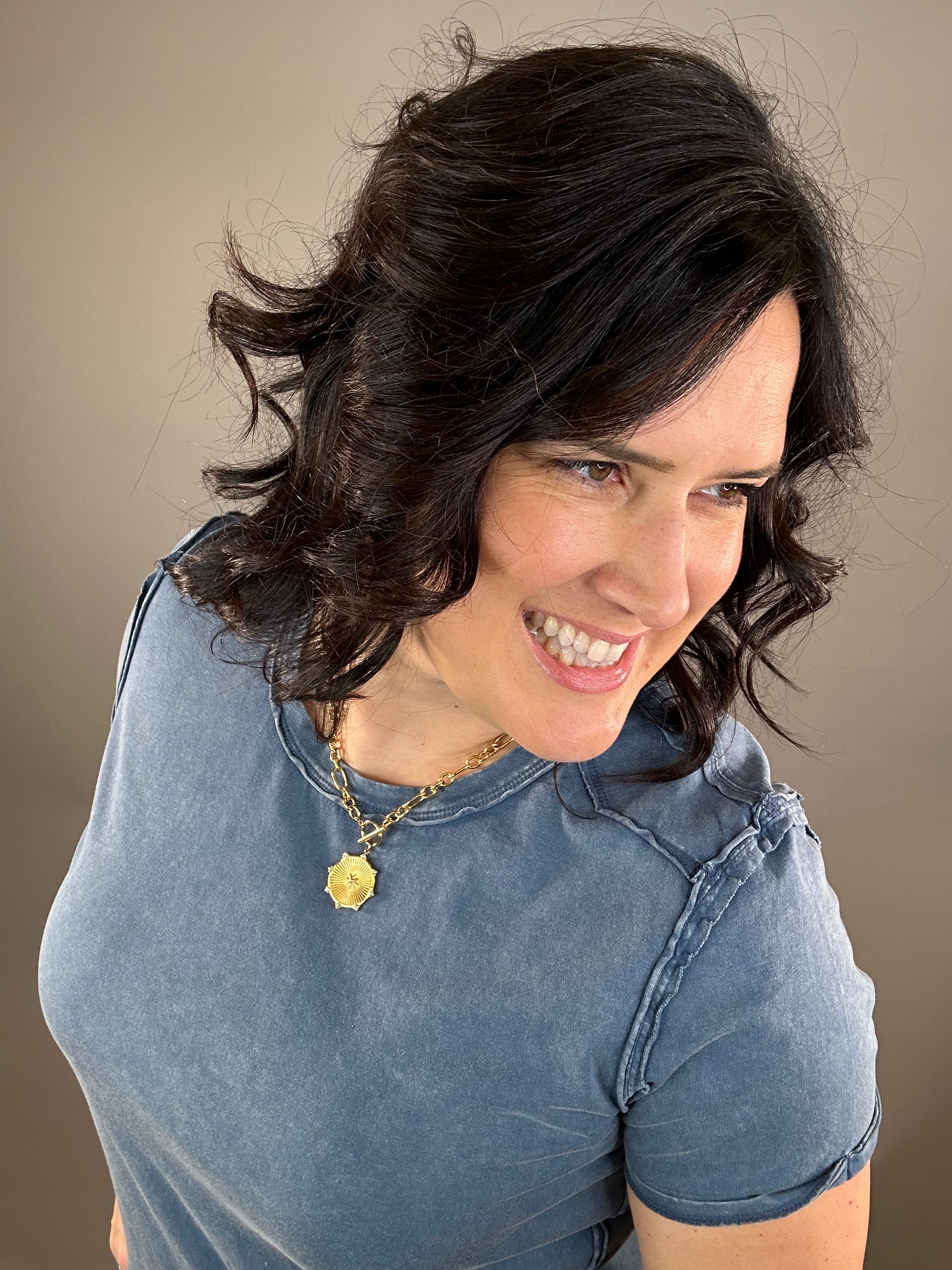 Washed Indigo Juliette Western Tee Top - Tee FLAG AND ANTHEM