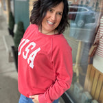 Red USA Hangout Top Top - Sweatshirt THREAD & SUPPLY