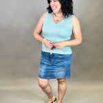Sage V Neck Frilled Tank Tops- Tanks DOE & RAE