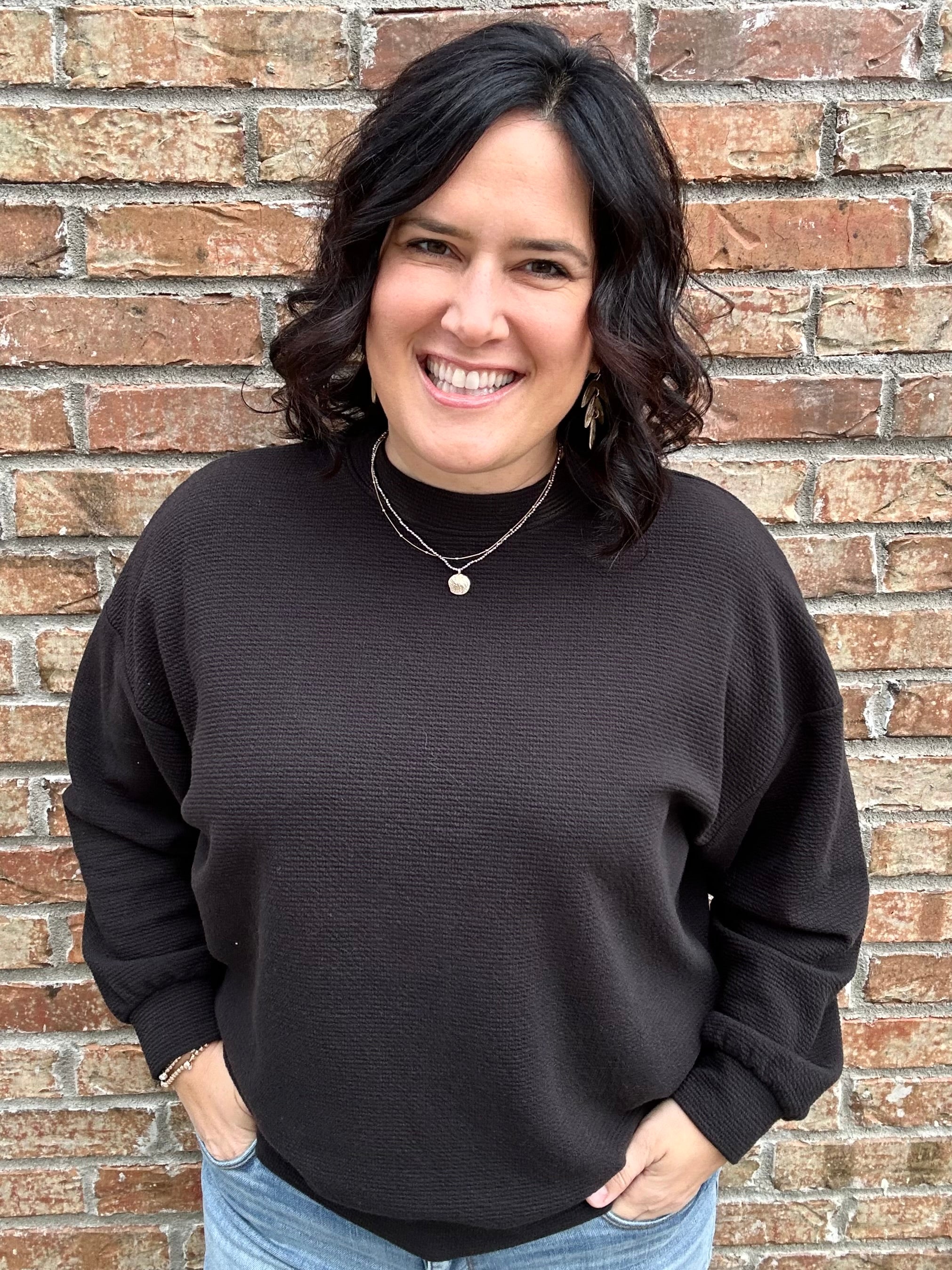 Black Cloudy Knit Long Sleeve Top Top - Sweatshirt TRES BIEN