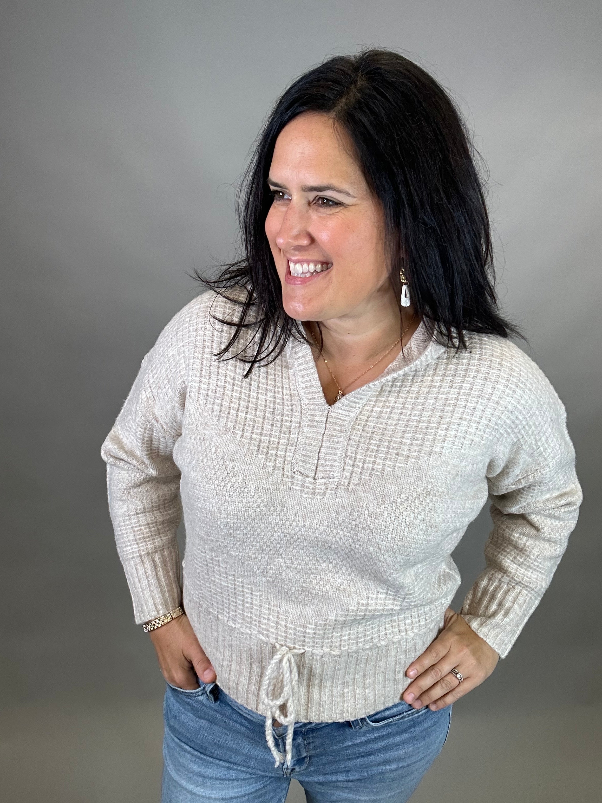 Cream Brantley Hooded Sweater Top - Sweater FLAG AND ANTHEM