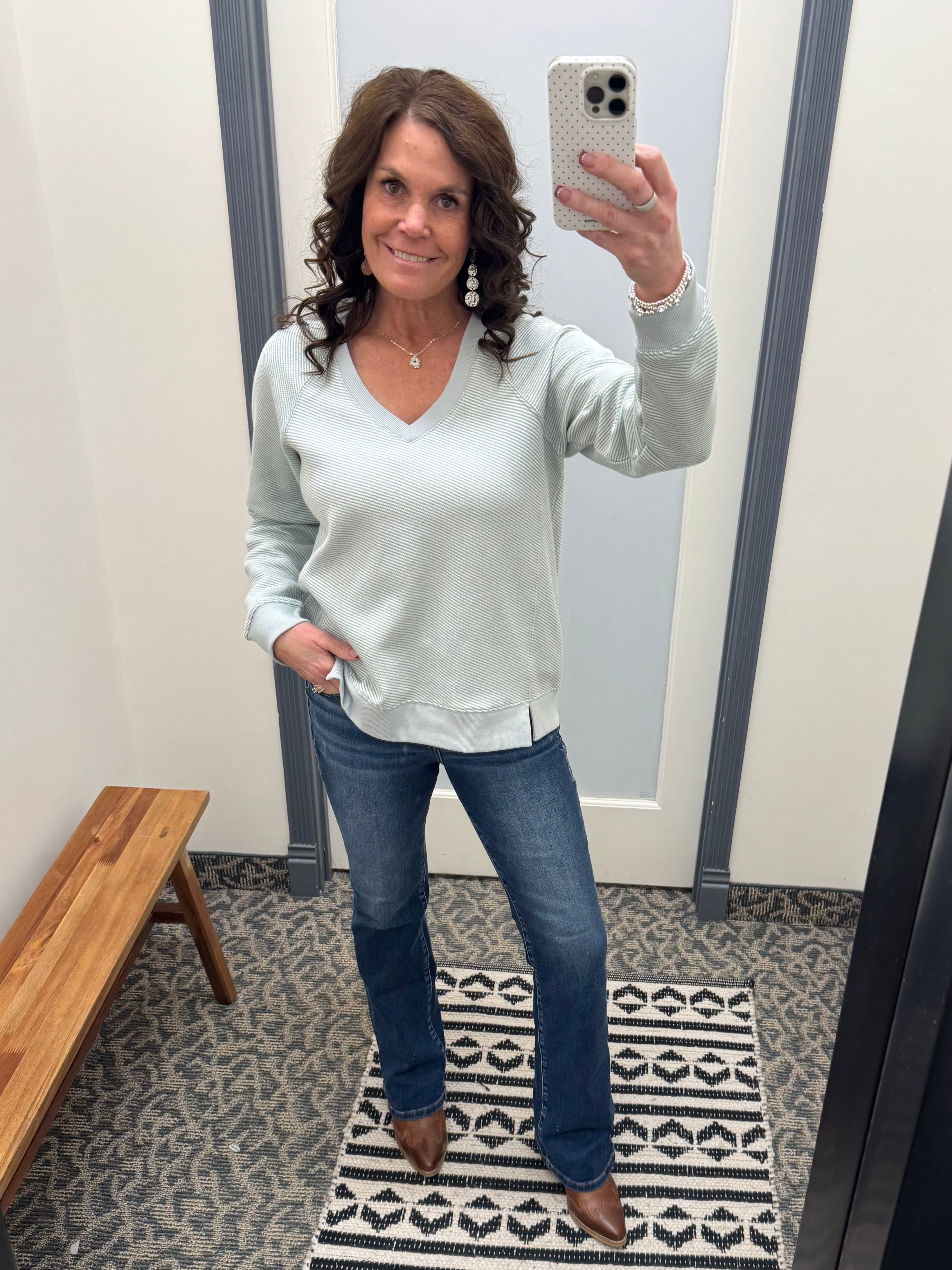 High Rise Dark Bootcut Jeans Bottom- Pants RISEN