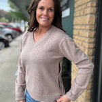 Mocha V-Neck Sweater Mable