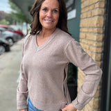 Mocha V-Neck Sweater Mable