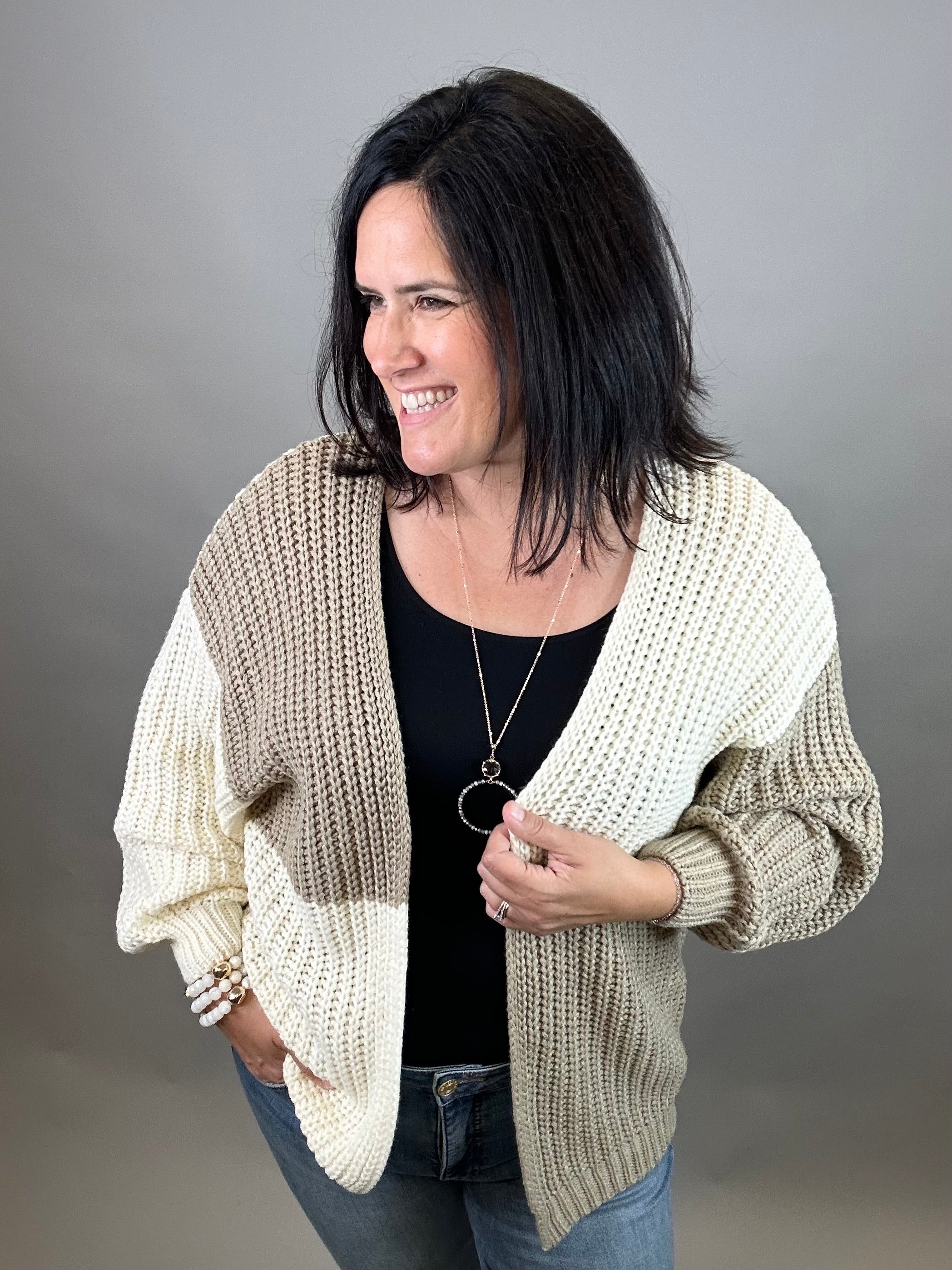 Color Block Open Cardigan Tops- Cardigans EE:SOME