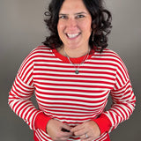 Red Stripe Side Split Top (wacky Wednesday) Top- Sweatshirts STACCATO