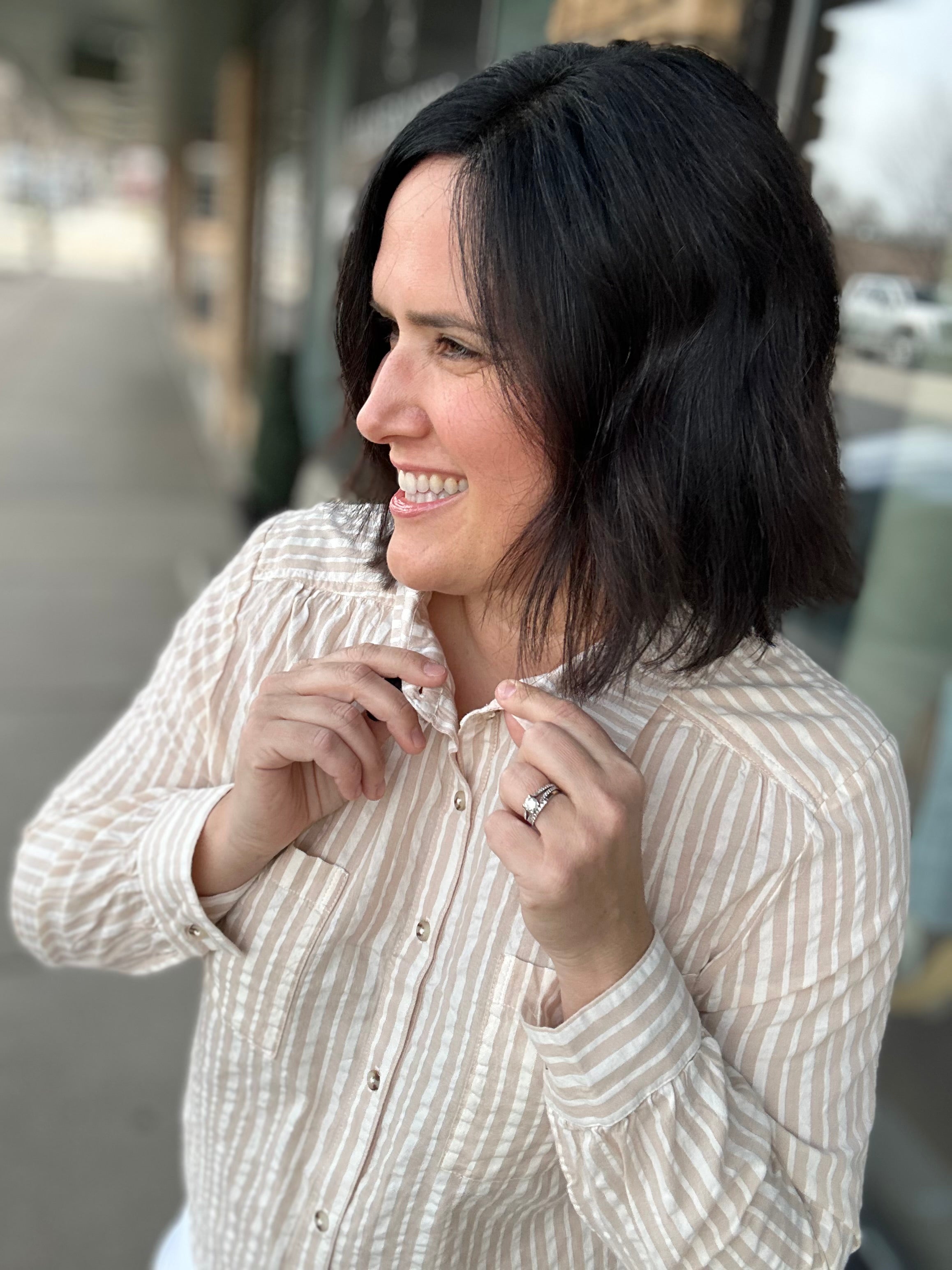 Ivory Taupe Clover Shirt Tops - Button Ups THREAD & SUPPLY