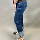 Cuffed Deep Rhino Mid Rise Straight Leg