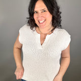 Off White Slub Sweater Relaxed Fit with Dolman Sleeves