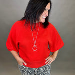 Tomato Red Dolman Sweater Top - Sweater JODIFL