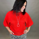 Tomato Red Dolman Sweater Top - Sweater JODIFL