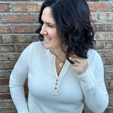 Ecru Reardan Waffle Knit Henley