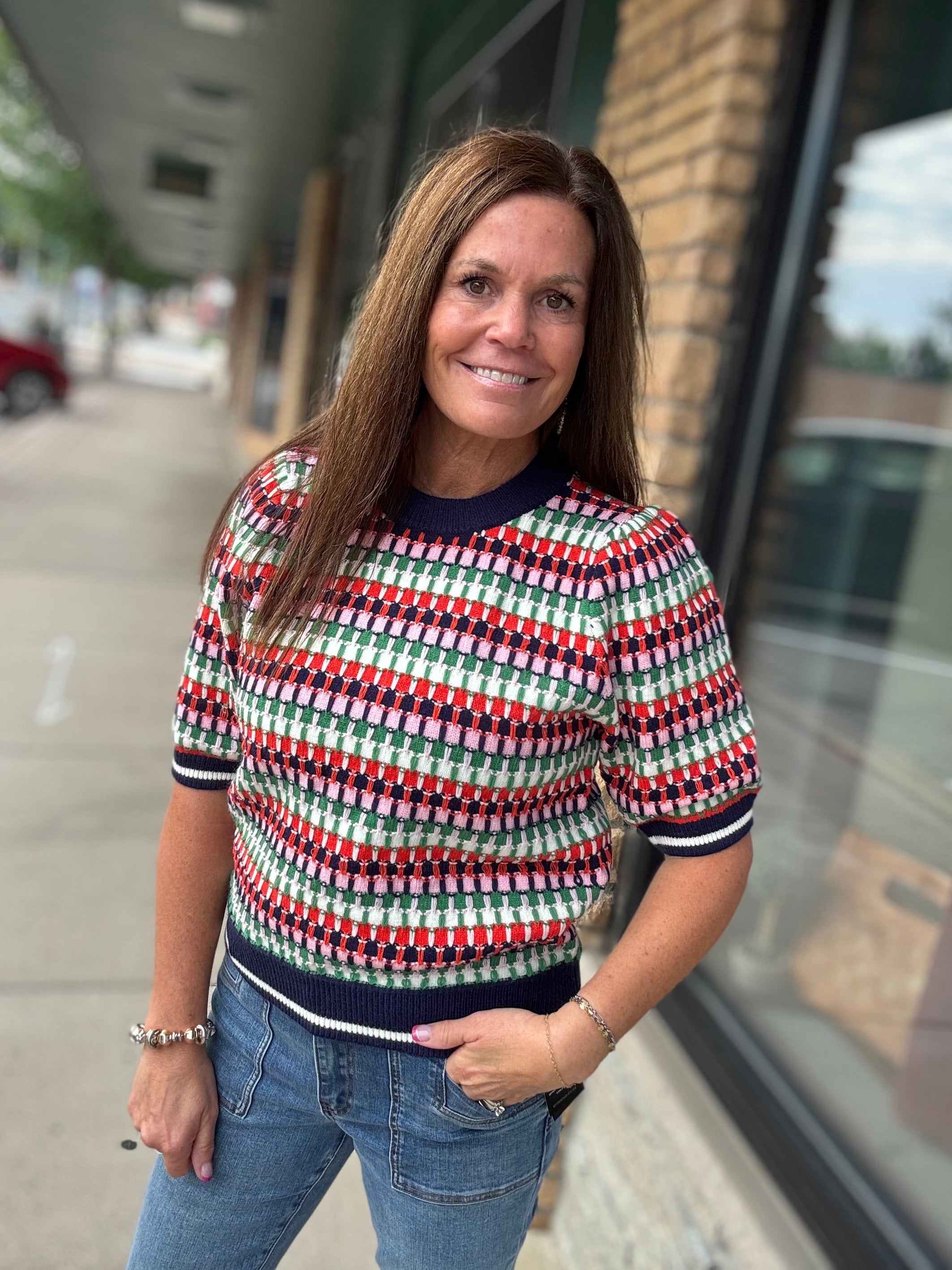 Multi Color Knit Sweater Top Top - Sweater THML