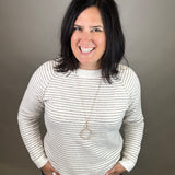 Taupe Striped Raglan Sweater Top - Sweater STACCATO