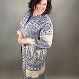 Paisley Motif Sweater Coatigan