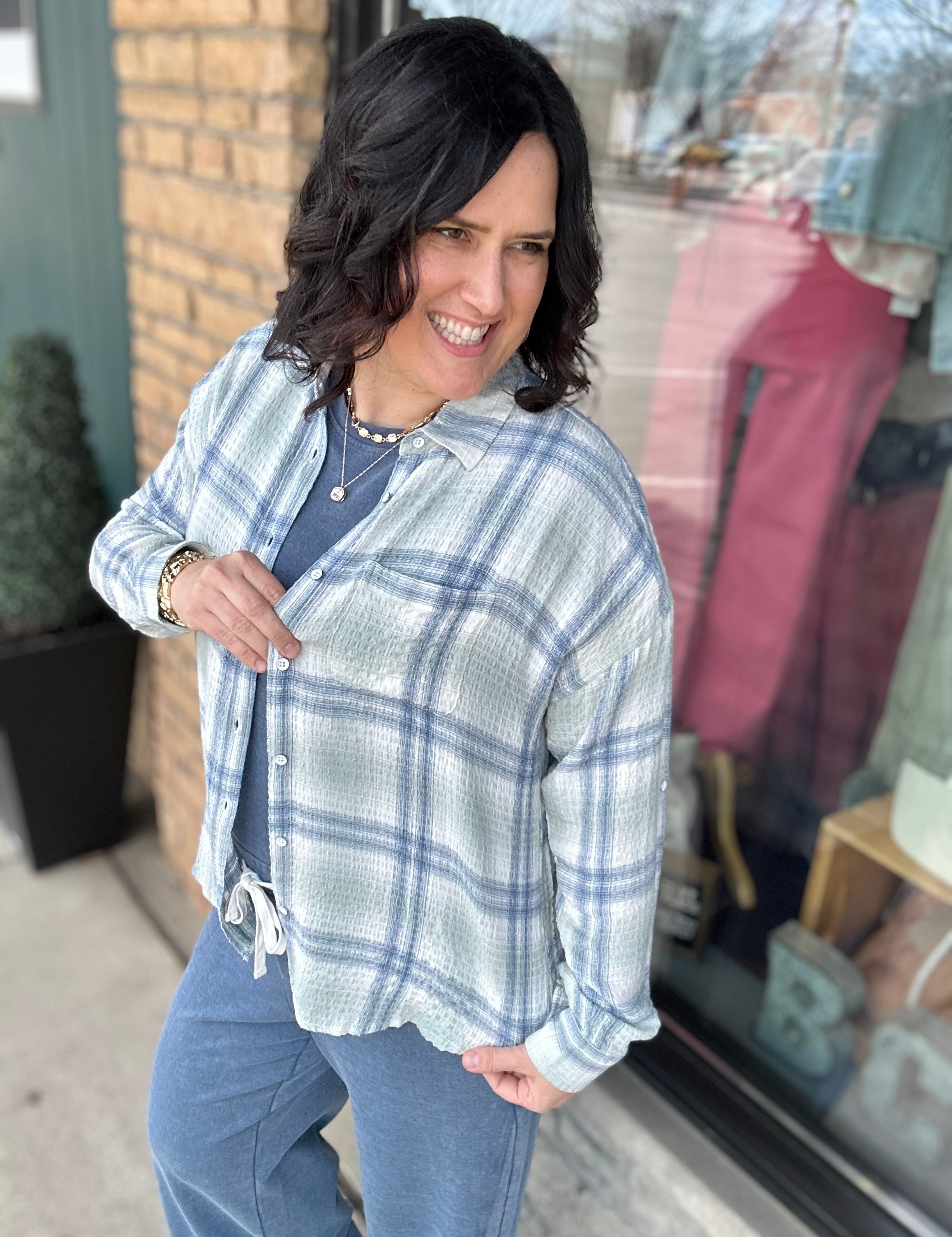 Sage Combo Leetonia Top Tops - Button Ups FLAG AND ANTHEM