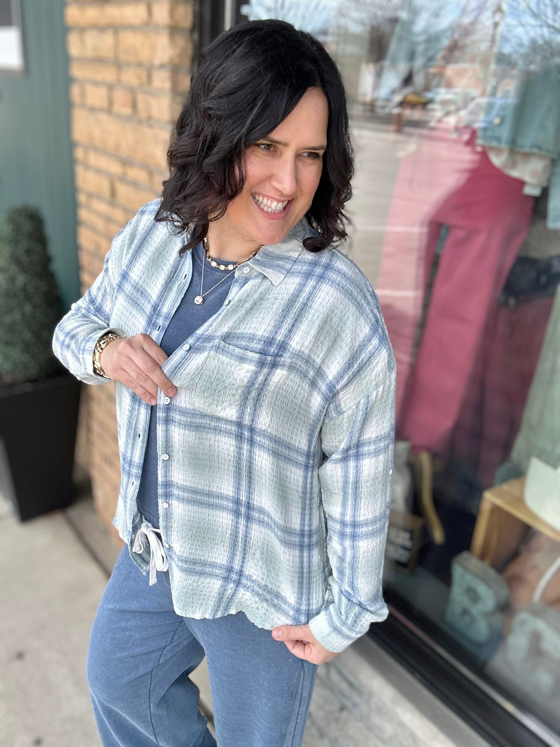 Sage Combo Leetonia Top Tops - Button Ups FLAG AND ANTHEM