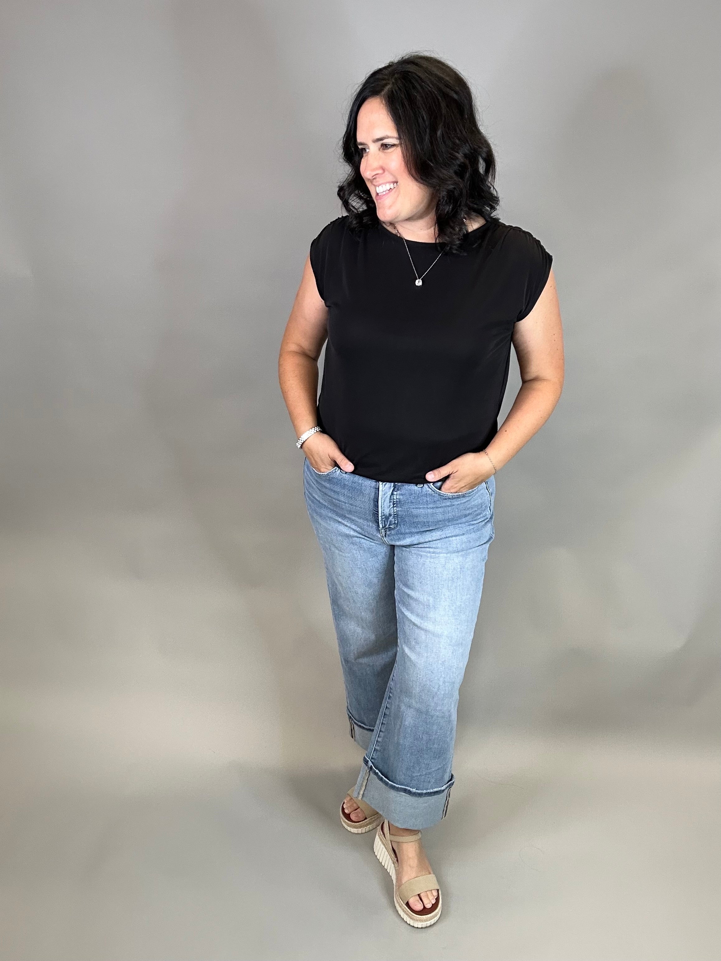 Capri Blue Wide Leg Jeans Bottom- Pants MICA DENIM