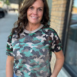 Camo Short Sleeve Sweater Top - Sweater FATE by LFD