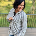 Reese Button Up Stripe Top Eclipse Tops - Button Ups Z Supply