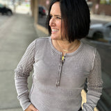 Grey Hattieville Mixed Media Henley