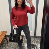 Crimson Heather Dream Knit Janie Top