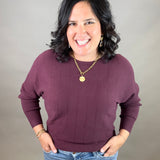 Dark Plum Dolman Boat Neck Sweater