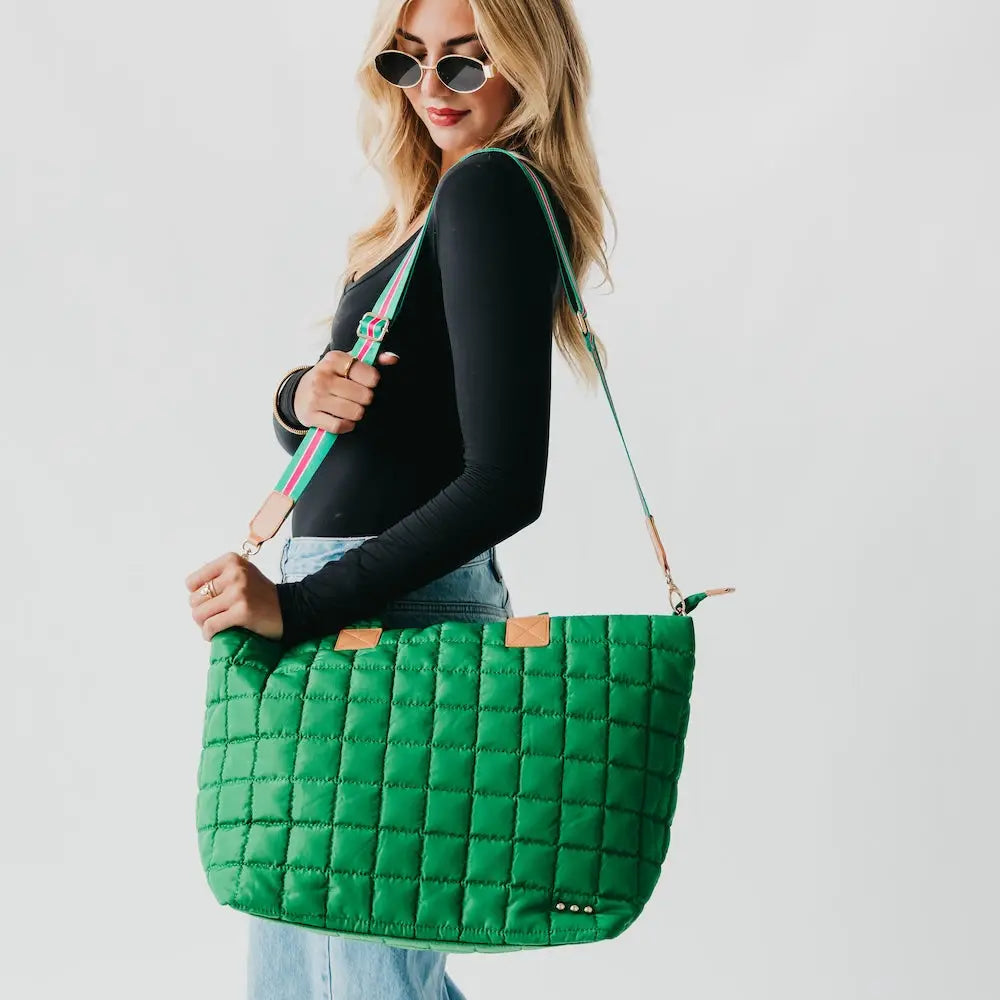 Day Dreamer Quilted Tote Bag Bags- Purses PRETTY SIMPLE WHOLESALE Green