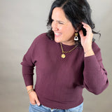 Dark Plum Dolman Boat Neck Sweater