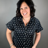 Polka Dot Bubble Sleeve Blouse Tops- Blouses DOE & RAE